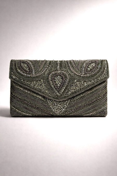 Elegant green beaded bag