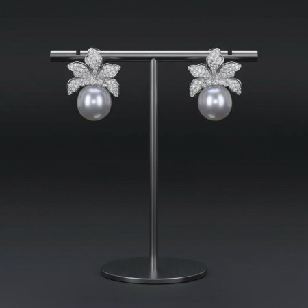 Silver white pearl earrings